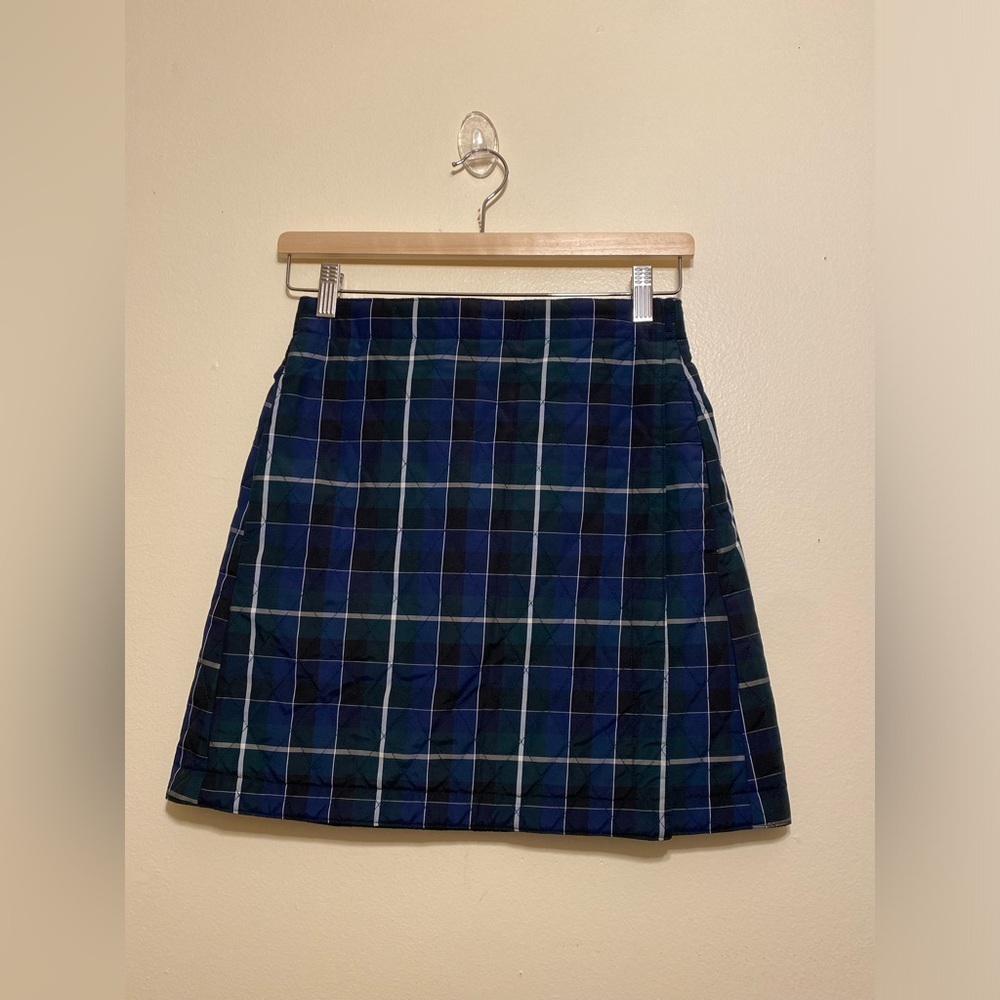 Uniqlo Blue and Green Plaid Mini Wrap Skirt. Size S